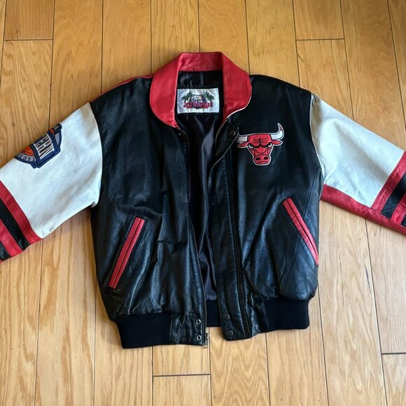 Vintage Jeff Hamilton 90s Chicago Bulls Leather Eastern Conference Jacket - Picture 2 of 8